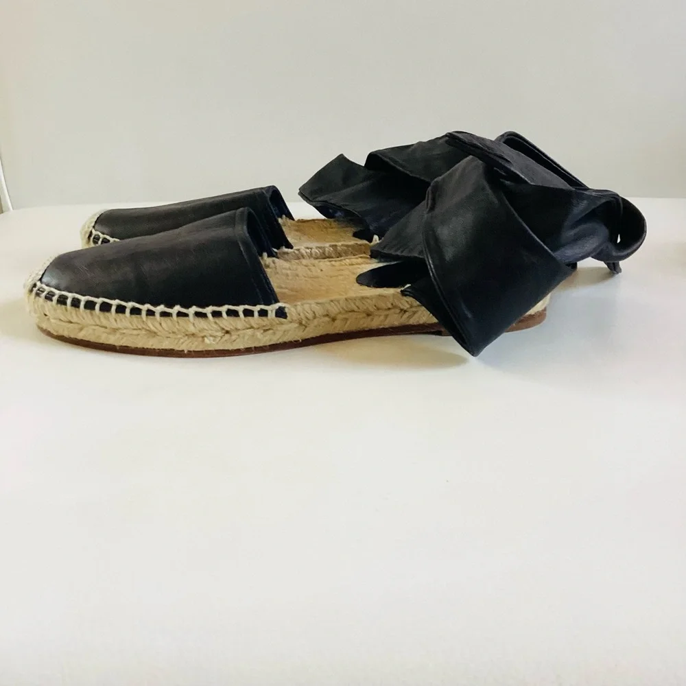 Celine Leather Black Leather Ankle Straps Espadrilles Sandals SZ 6/36 - Picture 2 of 5
